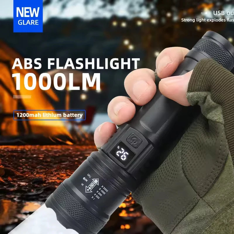TitanBeam Ultra – 5000LM P70 LED Tactical Flashlight with Telescopic Zoom & Built-in Batter
