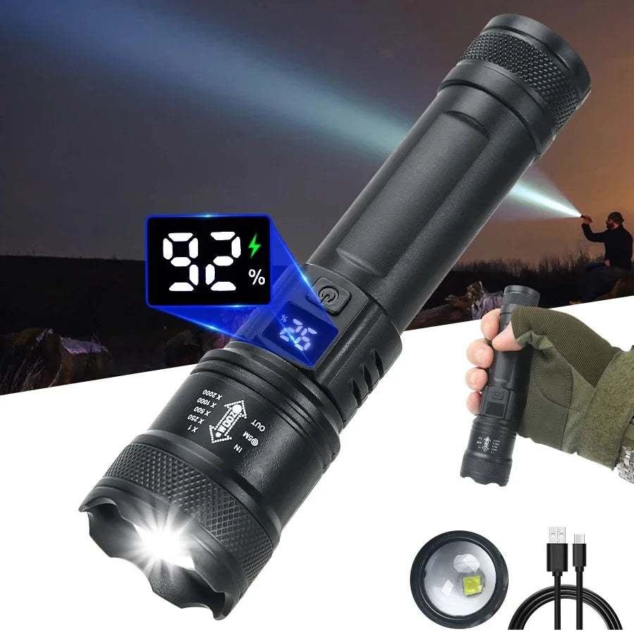 TitanBeam Ultra – 5000LM P70 LED Tactical Flashlight with Telescopic Zoom & Built-in Batter