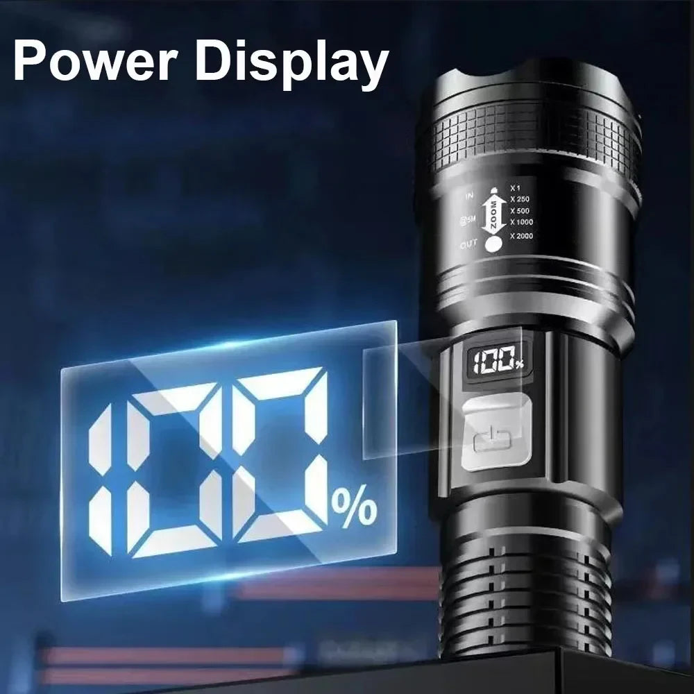 TitanBeam Ultra – 5000LM P70 LED Tactical Flashlight with Telescopic Zoom & Built-in Batter