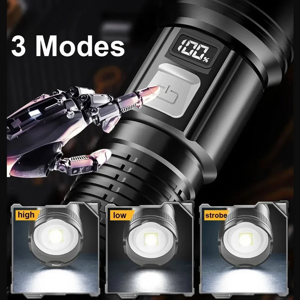TitanBeam Ultra – 5000LM P70 LED Tactical Flashlight with Telescopic Zoom & Built-in Batter