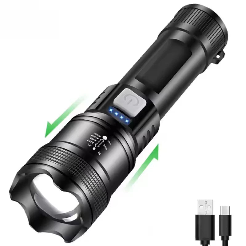 TitanBeam Ultra – 5000LM P70 LED Tactical Flashlight with Telescopic Zoom & Built-in Batter