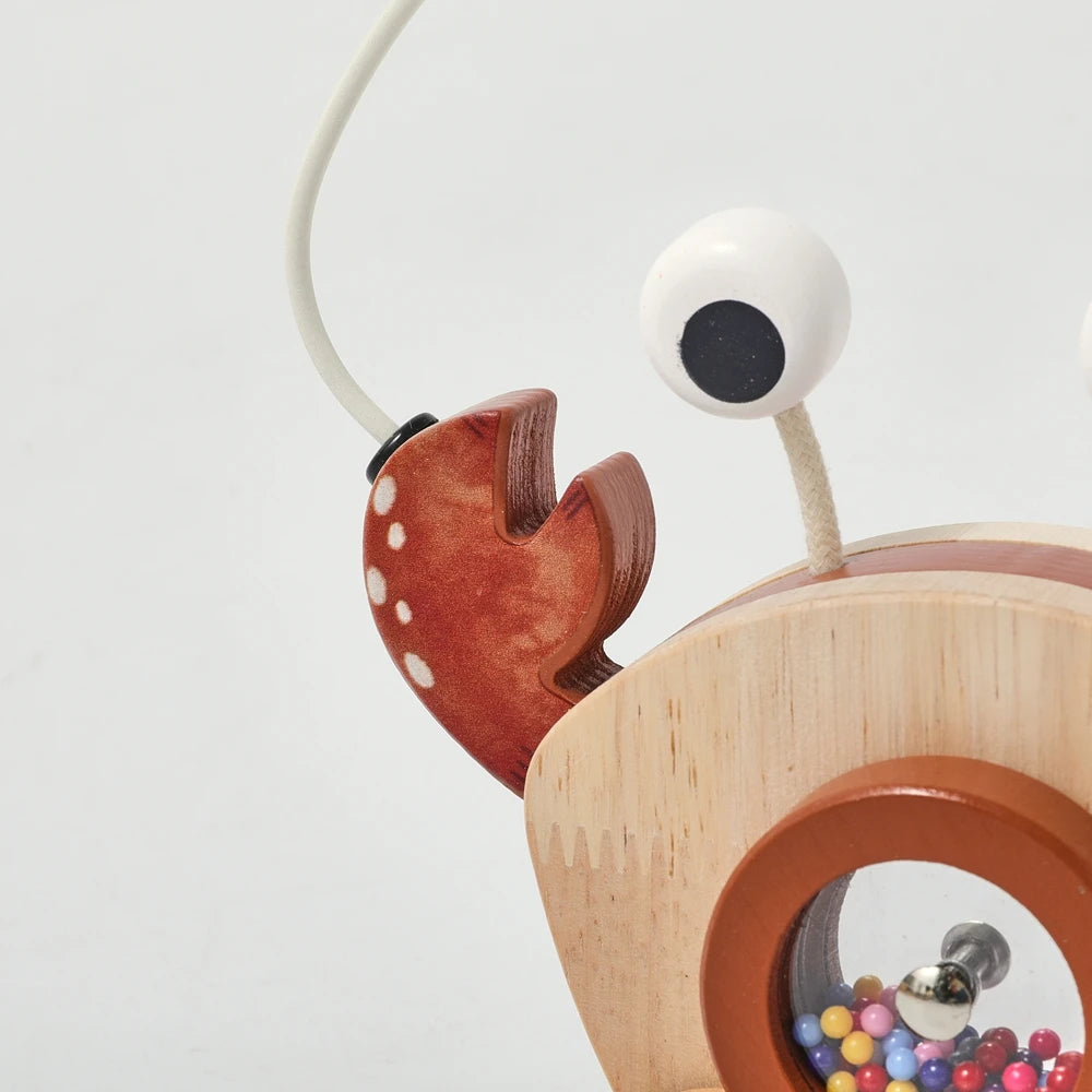 TinyTrek Crab – Montessori Wooden Pull Toy | Multi-Skill Development Bead & Block Toy